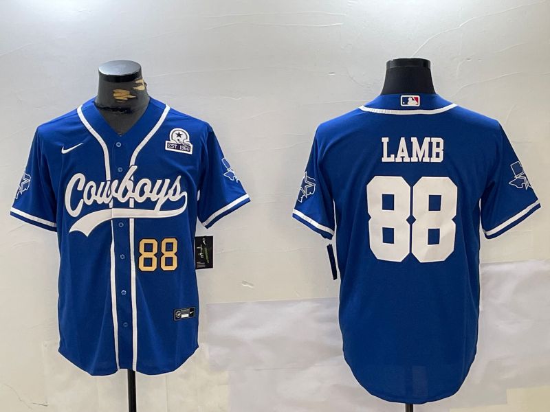 Men Dallas Cowboys 88 Lamb Blue Joint Name 2024 Nike Limited NFL Jersey style 9303